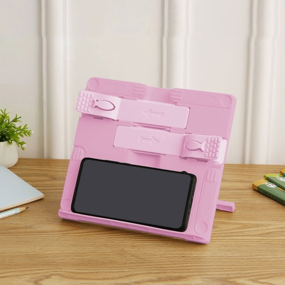 Hilingoto Adjustable Ki-Ds Book Stand, Ergonomic Reading Holder for Ch-Ildren, Desktop Bookstand with Non-Slip Clamp, Book Rack for Study & Reading, Pink