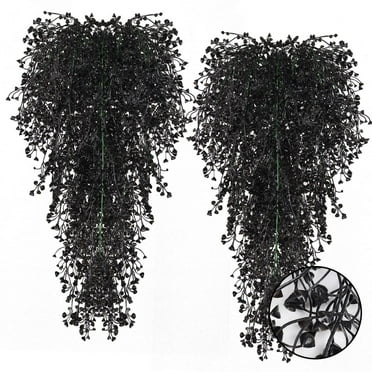Black, Hilingoto Artificial Branches, Vine Hanging Artificial Plants Artificial Hanging Plant Faux Ferns Wall Plants Greenery Garland Room Decor Home Garden Wedding Party Indoor Outdoor Decorations