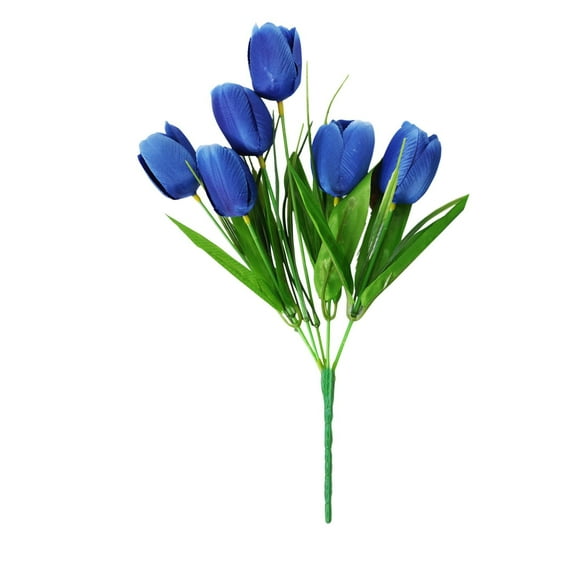 Hilingoto Clearance Artificial Flowers Artificial Flowers 1Pc 6 Fork 6 Heads Simulation Tulips Artificial Silk Flowers Blue