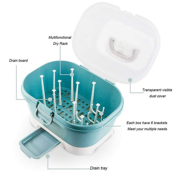Hilingoto Clearance Baby Bottle Drying Rack Storage Large Nursing Bottle Storage Boxorganizer With Cover Portable Kitchen Cabinet Organizer, 1Pc Baby Bottle Storage Box Christmas Clearance