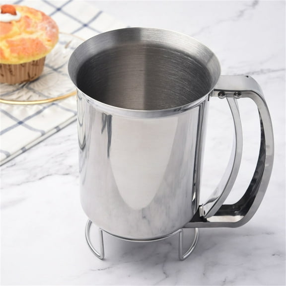 Hilingoto Clearance Batter Separator, Stainless Pancake Batter Dispenser Great for Baking Cupcakes Cooking Easyflow Spout Measuring Gauge in mls And Cups Christmas Clearance