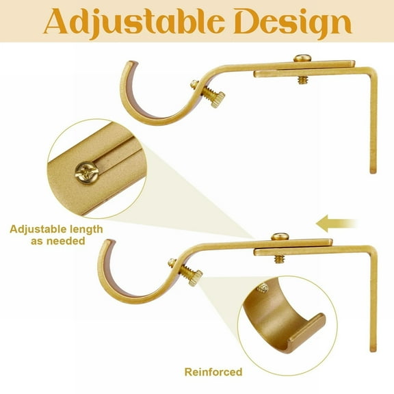 Hilingoto Clearance Christmas Gift For Gold Roman Rod Bracket Adjustable Curtain Rod, Adjustable Curtain Rod Brackets Wall Mounted Metal Single Rod Holder Black