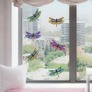 Hilingoto Clearance! Dragonfly Window Stickers Colorful Window Stickers Creative Window Bedroom Living Room Wall Stickers Removable Pvc Stickers, Home Wall Stickers
