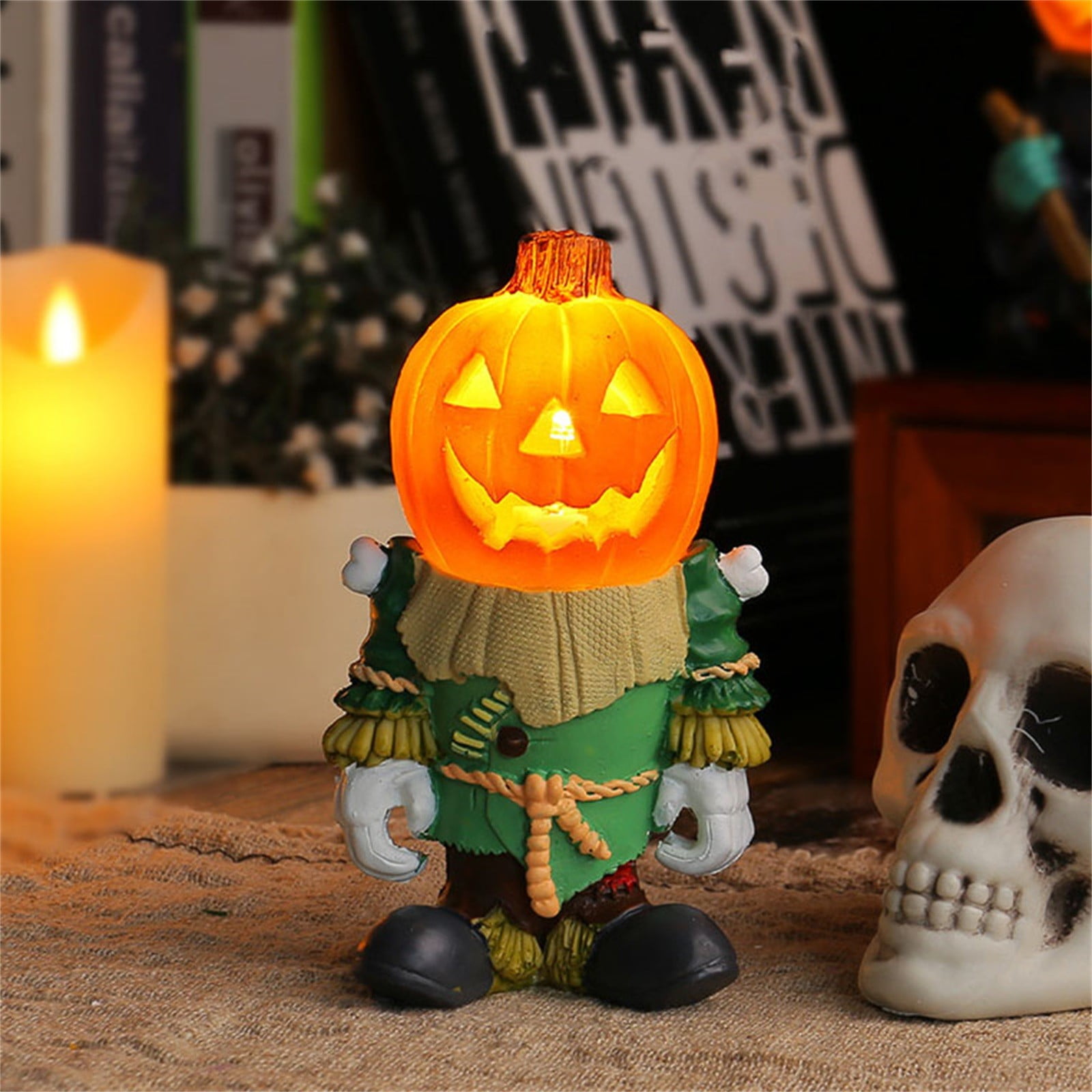Hilingoto Clearance! Home Decoration Lights Decoration for Home Decore Decorative Home Accessories The Decor Glowing Decoraciones Para Halloween Car Decor Pumpkin Statue Resin Desktop Dress Up