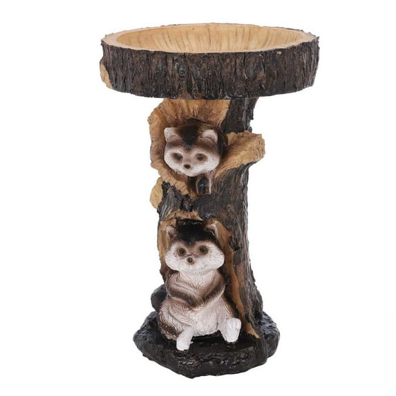 Hilingoto Clearance Resin Raccoon Birdbath Polyresin Antique Garden Bird Bath for Home Garden Yard Sculptures