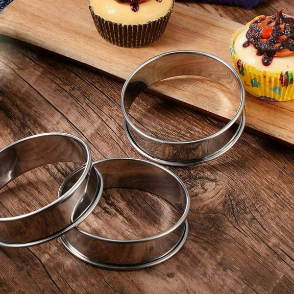 Hilingoto Clearance Round Cookie Cutter, 6 Pack 4 inch Double Rolled English Rings Stainless Crumpet Rings Rings Round Christmas Clearance