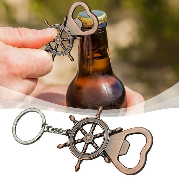 Hilingoto Clearance Vintage Opener Key Chain Keyring Boats Helm Keychain for Unisex Creative Opener Sailing Opener Keychain Beer Opener 3.9X3.1X0.8Inch, Bottle & Can Openers, Metal Christmas Sale