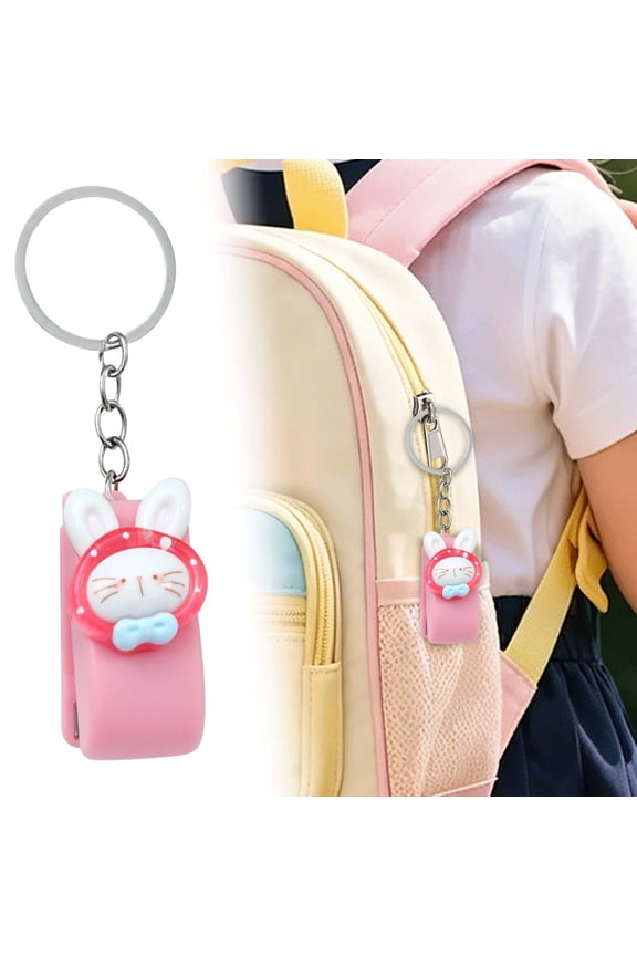 Cute Stapler with Keychain, Portable Small Stapler for Stu-Dents & Kawaii Animal Compact Paper Stapler for Schol , Mini Stapler for Desk, Rabbit