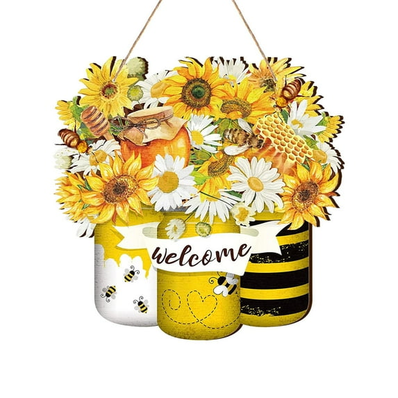 Hilingoto Doorplate Decoration Clearance! Happy Door Signs Plaque Wooden Hanging Door Signs Decorate Front Door Flowers Spring Wall Hangings Decorate Rustic Decor for Spring Parties Indoors Outdoors