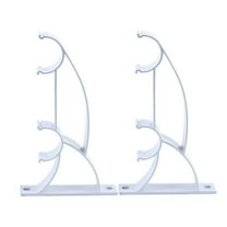 Clearance! Hilingoto Double Rod Curtain Rod Bracket White, Shelves, Double Rod Holder Curtain Pole Bracket Heavy Duty Metal Aluminum Alloy 2Pcs, White