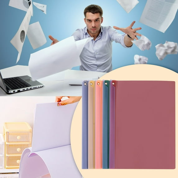 Hilingoto Office Stationery, 1 Pack A4 Clear Front Report Covers Plastic Presentation Folders Resume Portfolio Folder Paper Swivel Sliding Bar File Folder for Presentation Document and School Use