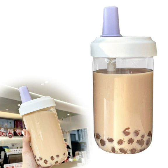 Hilingoto Pearl Milk Tea Straw Cup Purple A* Travel Cup Milk Tea Cup and Large Capacity Wide Mouth Family Cup 500Ml Drink Straight From a Large Plastic Cup with A* 1X Pearl Milk Tea Straw Cupclearance