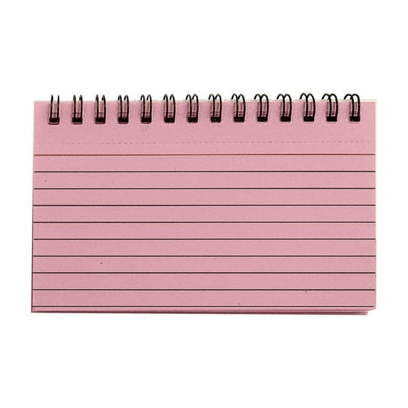 Hilingoto Pink-Lined Color Tear-Away Coil Index Card Small Book Notepad Notebook, Notebook Promotional Sales, Notebook for Recording