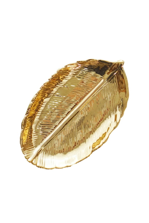 Plate Plate Desktop Ornament Clearance Small Golden Leaf Tray Ceramic Decorative Gold Trinket Dish Ring Dish Gold Leaf Jewelry Bowl Dish Vanity Tray