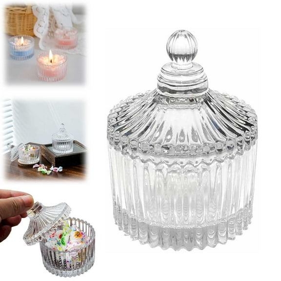 Hilingoto Small yurt candy jar, Storage rack Glass Candy Jar Candy Bowl Jars With Lids Jar With Cover Transparent Glass Candy Dish With Lid For Halloween Home Party Wedding Decor Christmas clearance
