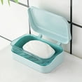 thumbnail image 1 of Hilingoto Soap Bar Container Holder, Plastic Travel Dish Storage Box with Drainer, Compact Soap Case for Bathroom and Kitchen, Soap-Shaped Design for Novelty (Blue), 1 of 10