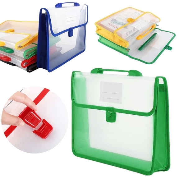 Hilingoto Office Stationery School Supplies Clearance! Transparent Storage Bag Green, Plastic Clear Envelopes with Buckle Expanding File Folders Letter/A4 Size Documents Organizer for School Home