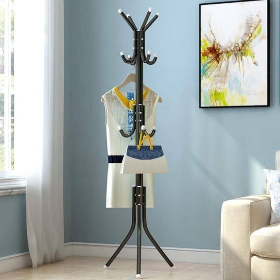 Hilitand Coat Racks Hall Tree Hatrack Coat Rack Stand Metal Coat Hanger Tree with 12 Hooks for Hats Clothes Suits Handbags Umbrella in Entryway Hallway Bedroom Office Use