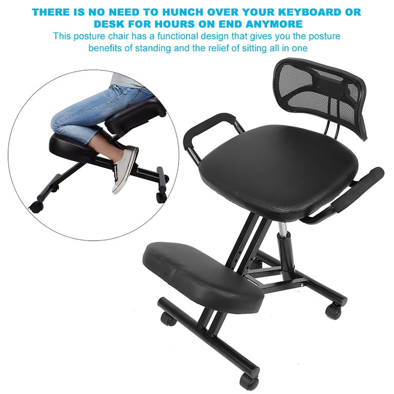 Hilitand Ergonomic Kneeling Chair Adjustable Posture Correction Knee Stool  with Back Support 