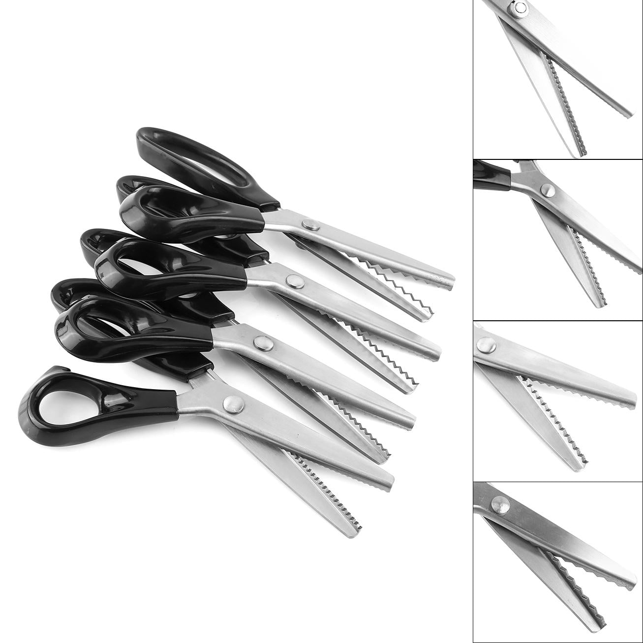 Fabric Pinking Shears Craft Scissors,Serrated Scalloped Stainless Steel Handled Professional Sewing Black Scissors, Scissors for Leather, Tailoring