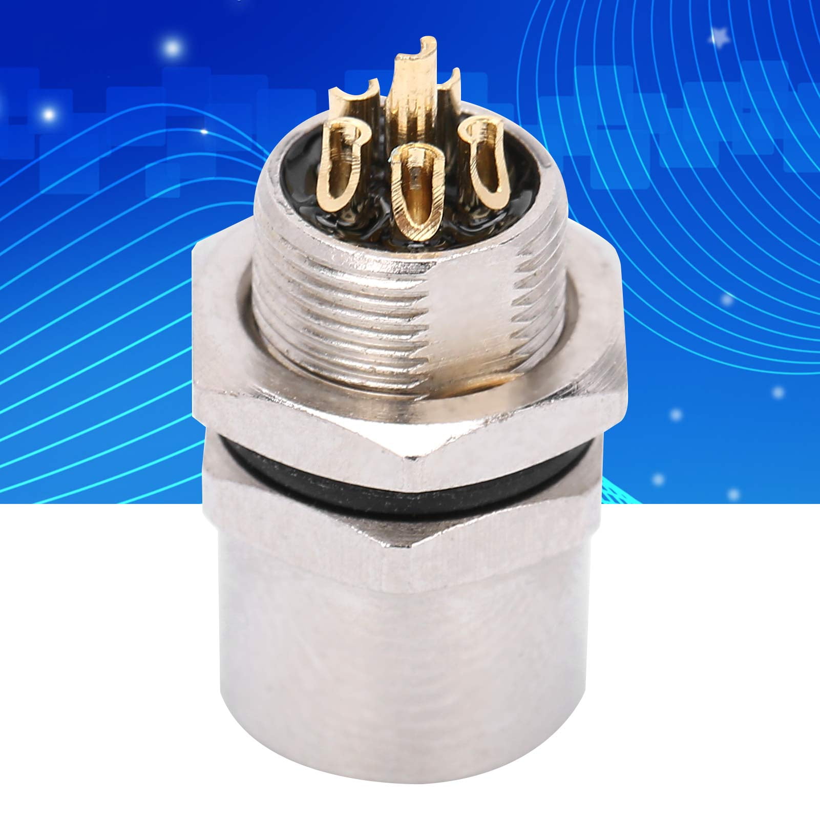 Hilitand Socket Connector Brass Plated Front Board Mounted Epoxy Resin Sealing 6Pin M8 Connector