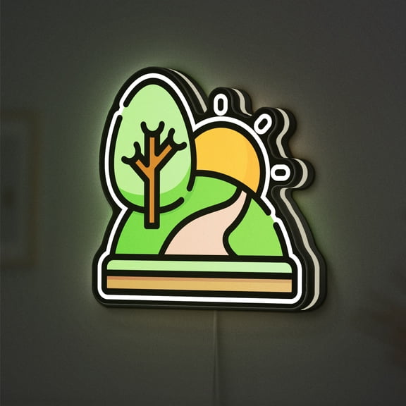 Hill 3D Novelty Light Box, Sunny Mountain Landscape Wall Art, Nature Path and Trail Themed Decor (Height 8 inch, 20cm)