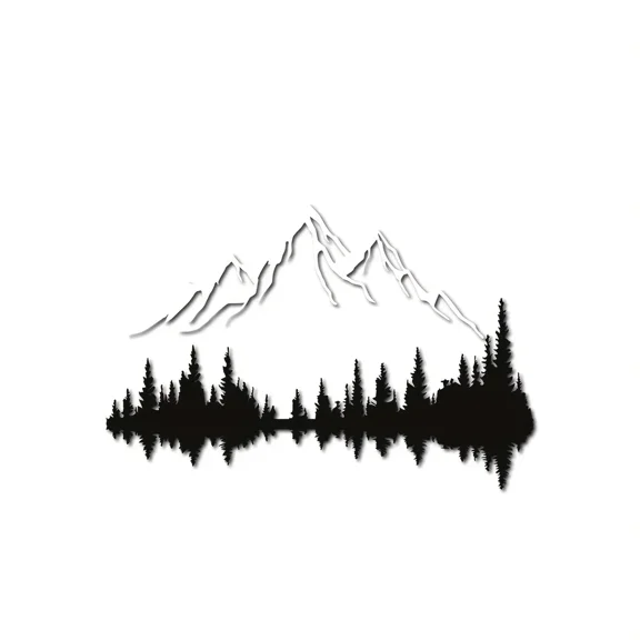 Hill And Trees Metal Wall Decor, Nature And Forest Decoration, Mountain And Forest Metal Wall Art, Iron Crafts, Iron Art