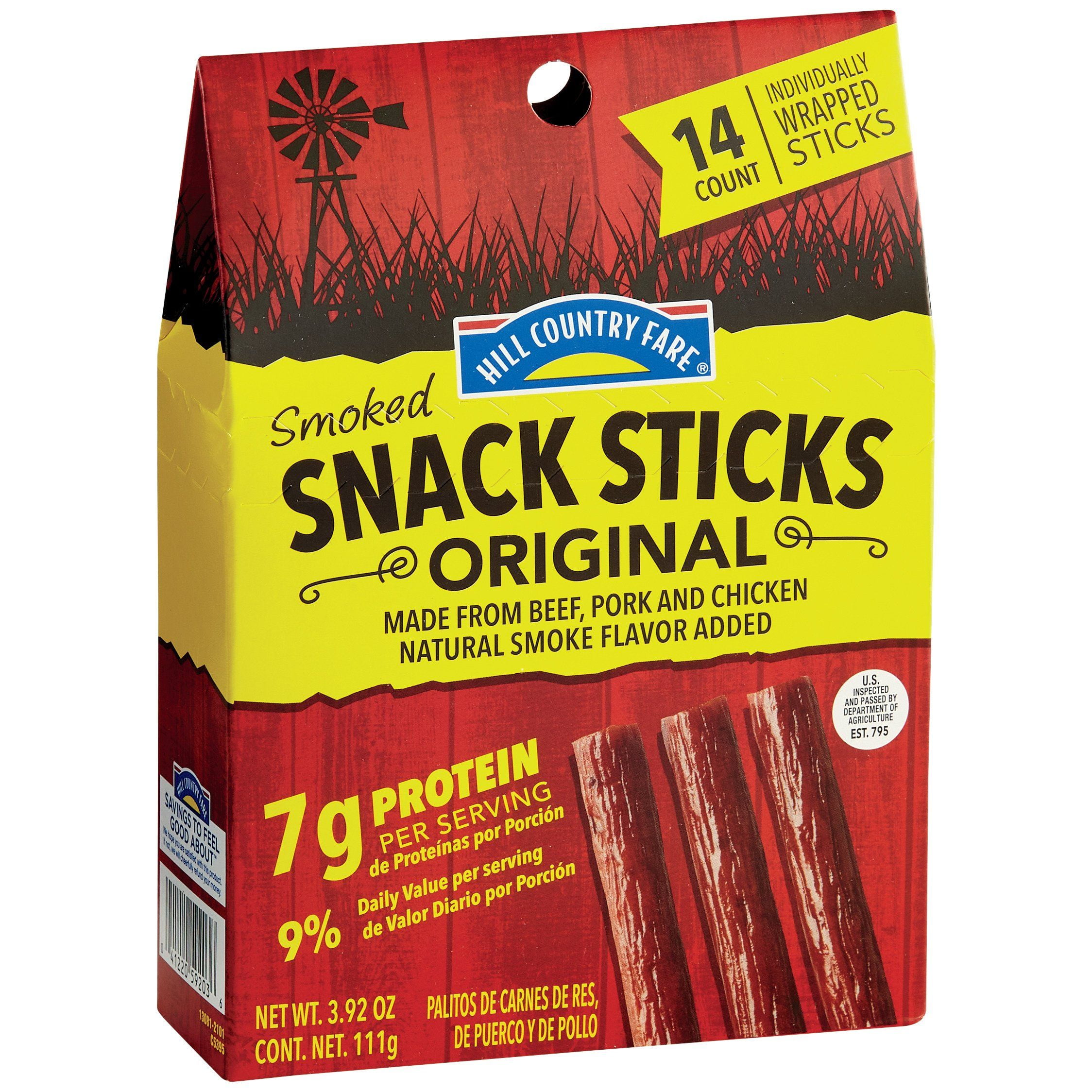 Hill Country Fare 7g Protein Smoked Snack Sticks - Original - 14 ct Packaging may vary