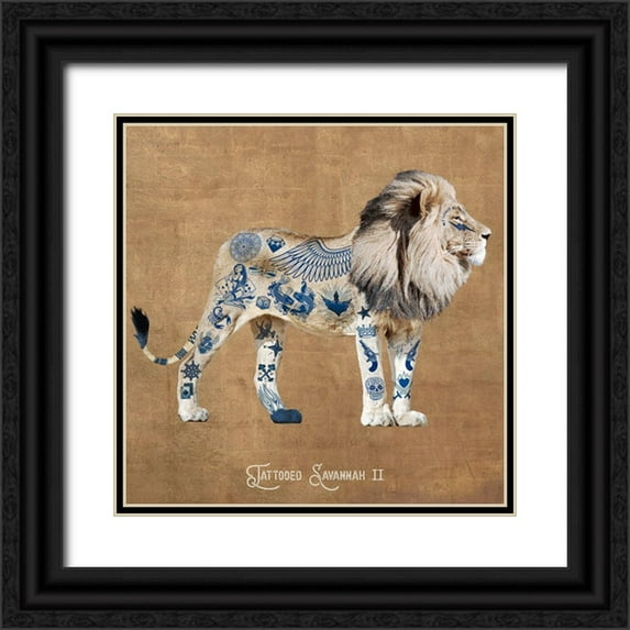 Hill, Steven 20x20 Black Ornate Wood Framed with Double Matting Museum Art Print Titled - Tattooed Savannah II