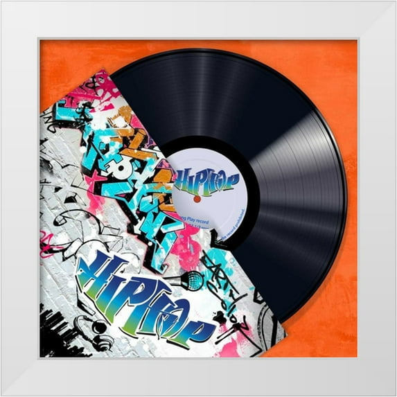 Hill, Steven 20x20 White Modern Wood Framed Museum Art Print Titled - Vinyl Club, Hip Hop