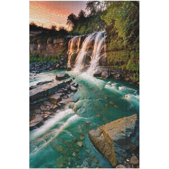 Hill Tree River Sky Cloud 500 Piece Jigsaw Puzzle, Nature Relax Decompression DIY Game Modern Home Decor