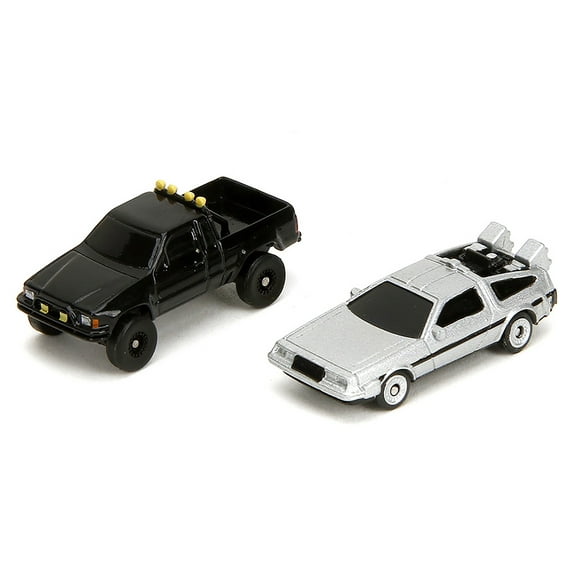 Hill Valley Courthouse Diorama with Black Pickup Truck and Delorean "Back to the Future" (1985) Movie "Nano Scene" Series Model by Jada