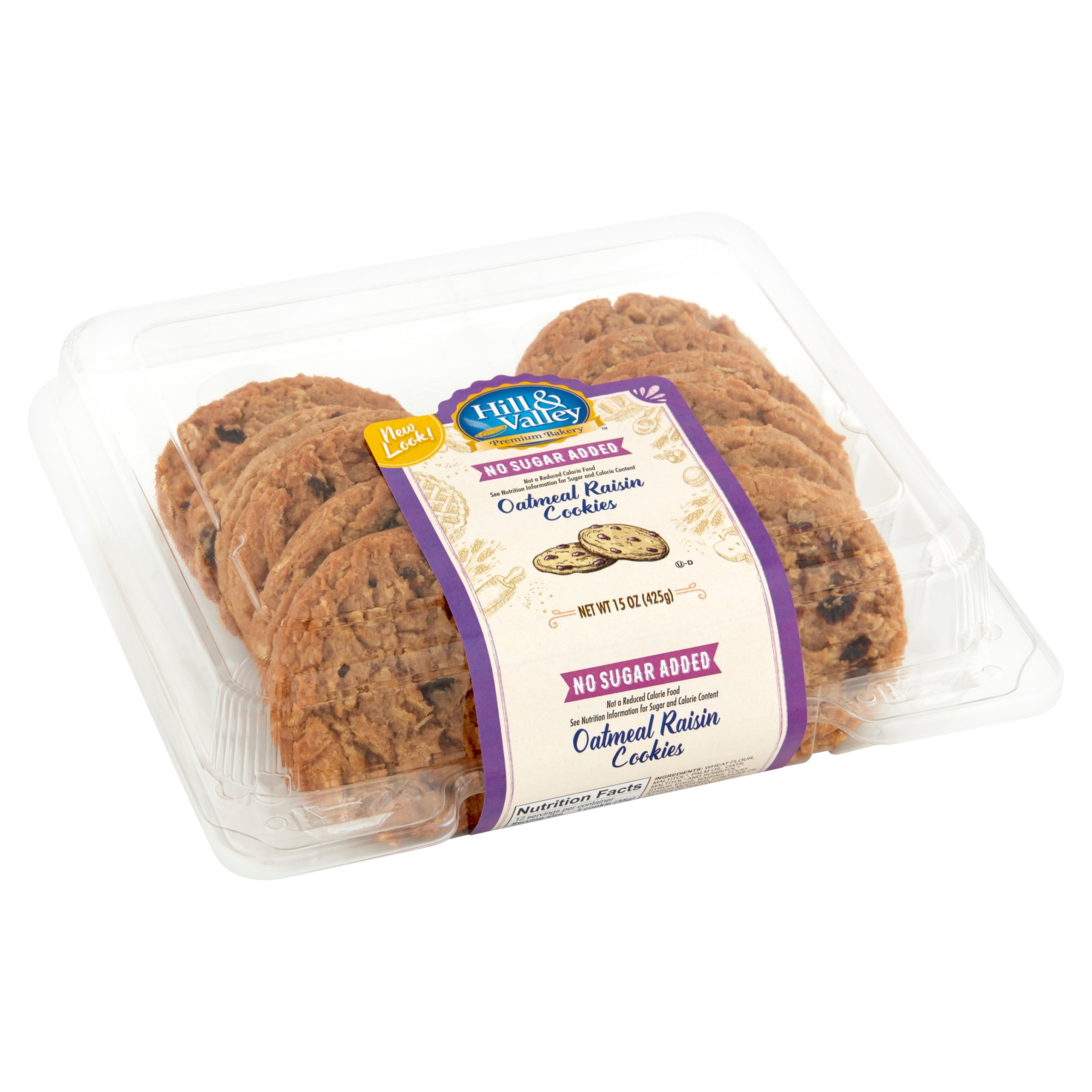 Hill & Valley Premium Bakery Oatmeal Raisin Cookies, 15 oz