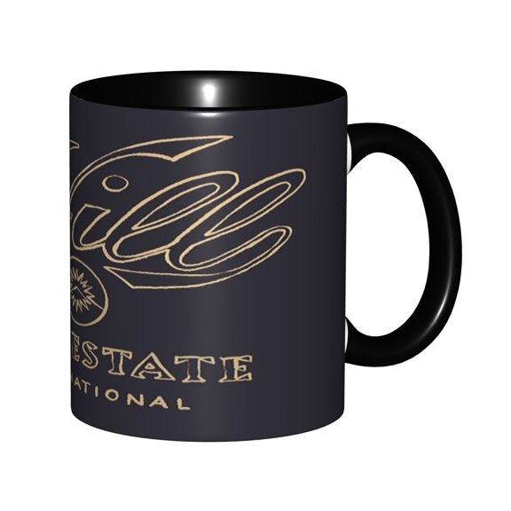 Hill Vintage Western Script Font Ceramic Coffee Mug 11oz - Retro Gold Real Estate Style Design, Microwave & Dishwasher Safe, Unique Gift for Font Enthusiasts