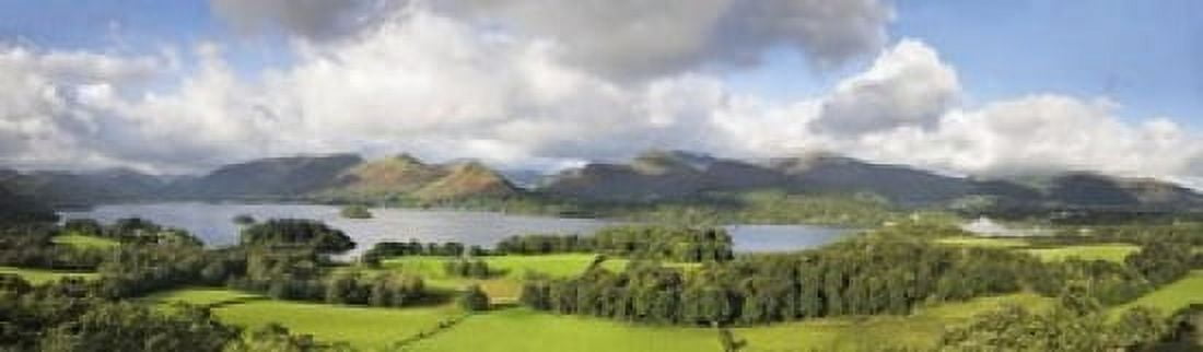 Hill and lake Derwent Water Keswick English Lake District Cumbria England Canvas Art - Panoramic Images (15 x 5)