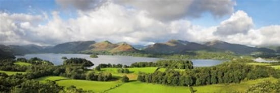 Hill and lake Derwent Water Keswick English Lake District Cumbria England Canvas Art - Panoramic Images (38 x 12)