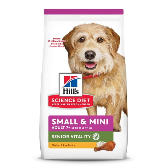 Hill's Science Diet 7+ Senior Vitality Chicken & Rice Dry Dog Food, 3.5lb Bag