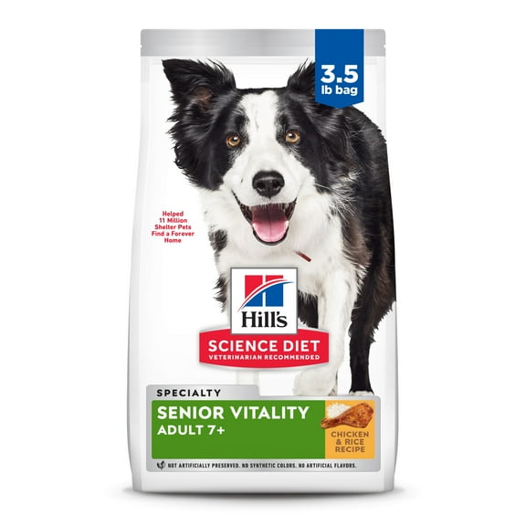 Hill's Science Diet 7+ Senior Vitality Chicken & Rice Dry Dog Food, 3.5lb Bag