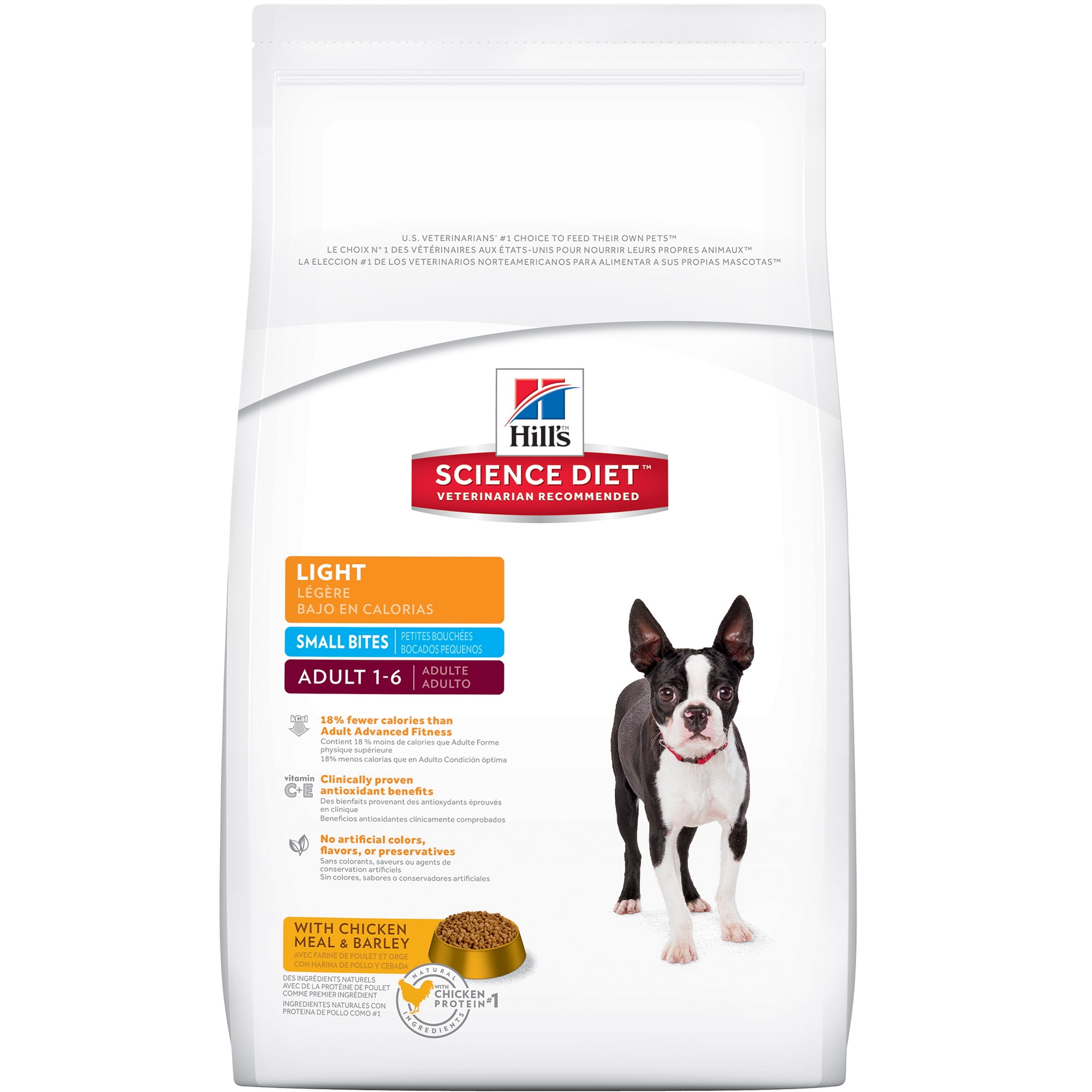 Hill s Science Diet Adult Light Small Bites with Chicken Meal Barley Dry Dog Food 5 lb bag