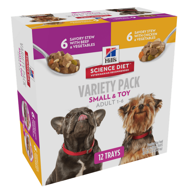 Hill s Science Diet Adult Small Paws Canned Dog Food Variety Pack Chicken Vegetables Beef Vegetables 3.5 oz 12 Pack wet dog food Walmart