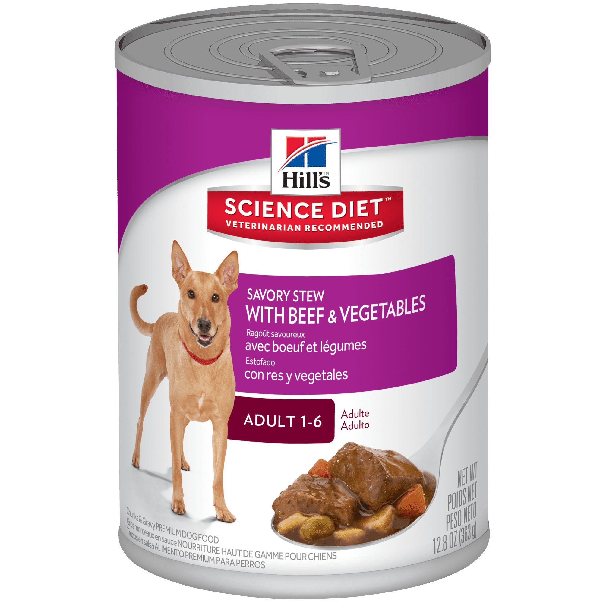 Hill's Science Diet Adult Canned Dog Food, Savory Stew with Beef & Vegetables, 12.8 oz, 12 Pack wet dog food