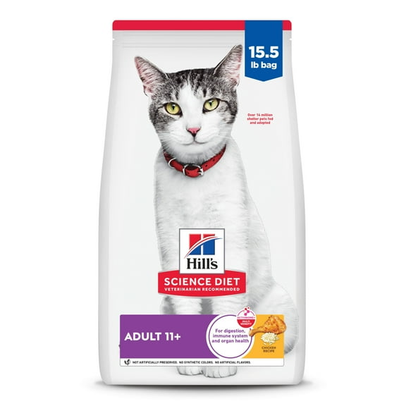 Hill's Science Diet Chicken Dry Cat Food for 11+ Senior Cats, 15.5lb Bag
