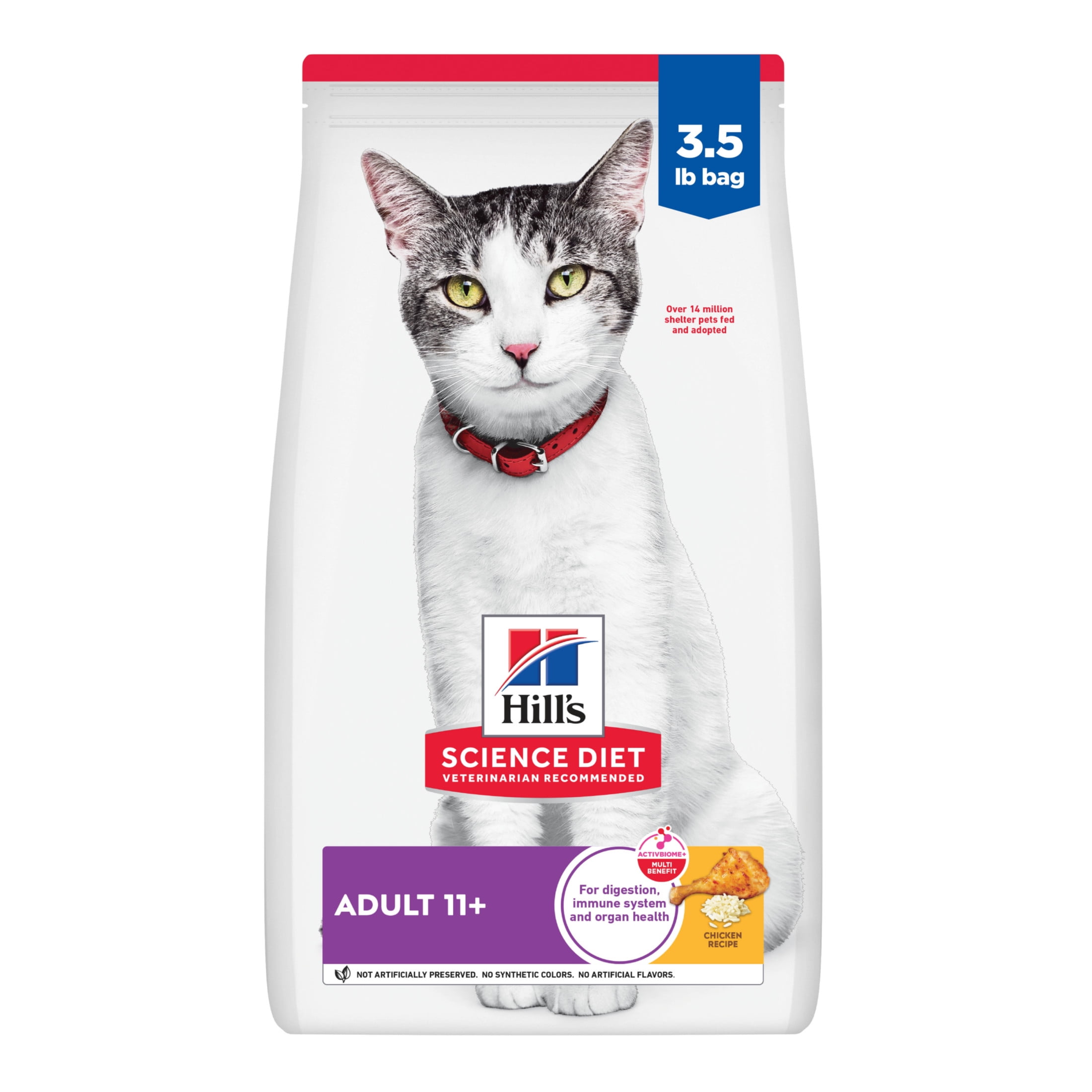 Hill's Science Diet Chicken Dry Cat Food for 11+ Senior Cats, 3.5lb Bag