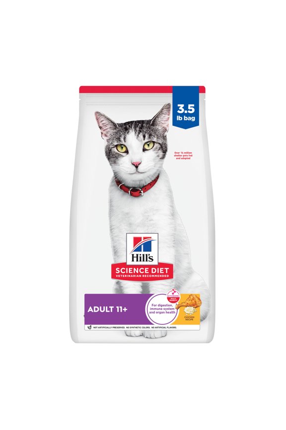 Chicken Dry Cat Food for 11+ Senior Cats, 3.5lb Bag