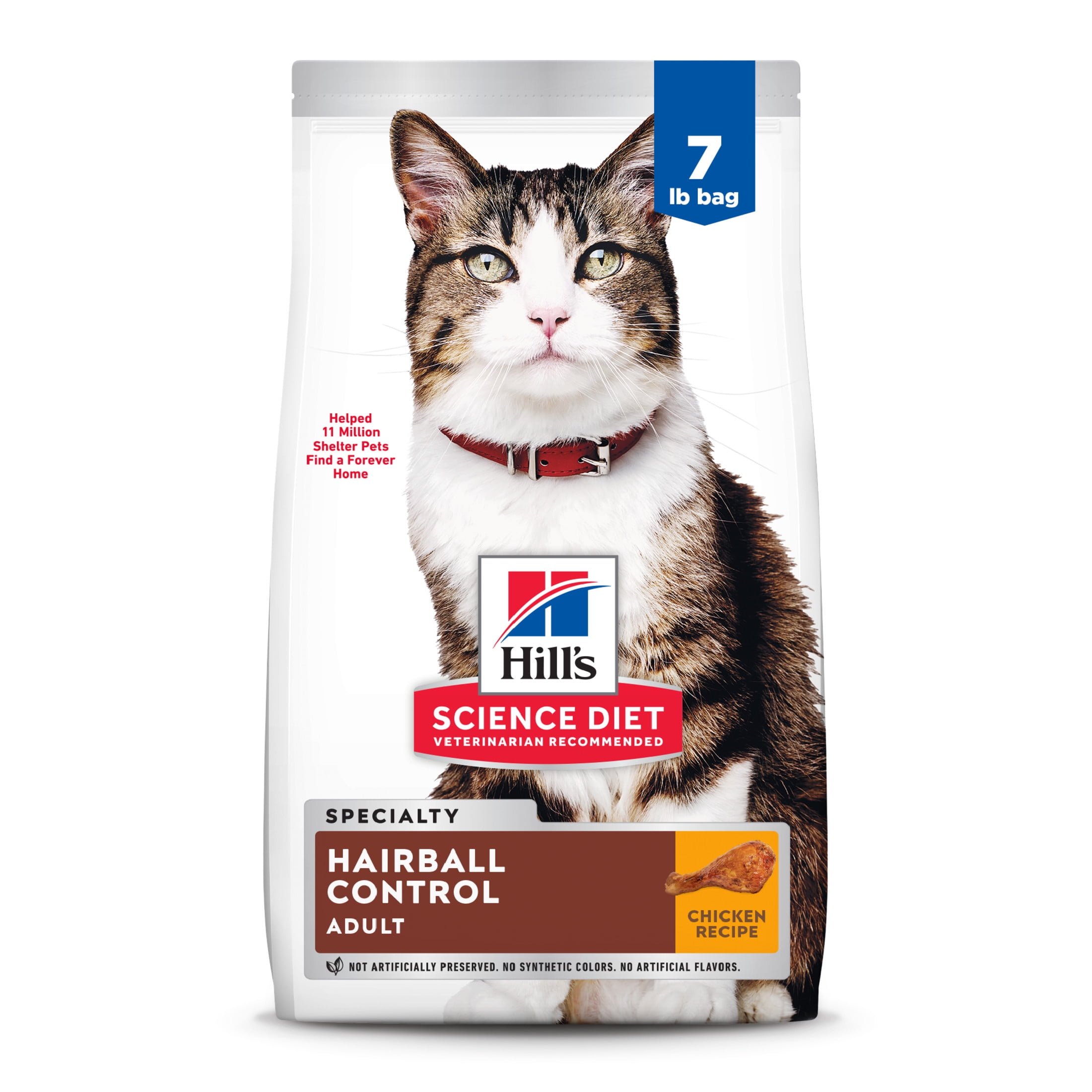 Hill's Science Diet Hairball Control Chicken Dry Cat Food, 7lb Bag