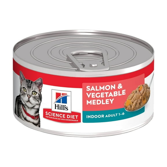Hill's Science Diet Indoor Salmon & Vegetable Medley Wet Cat Food, 5.5oz Can 24pk