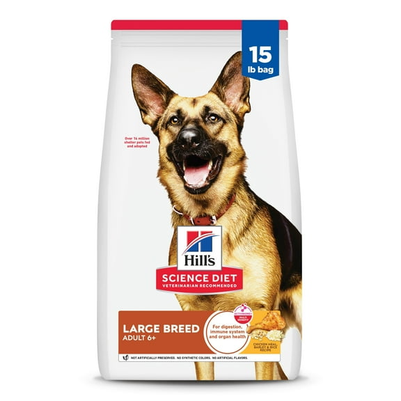 Hill's Science Diet Large Breed Chicken, Barley & Rice Dry Dog Food for 6+ Senior Dogs, 15lb Bag