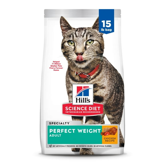 Hill's Science Diet Perfect Weight Chicken Dry Cat Food, 15lb Bag