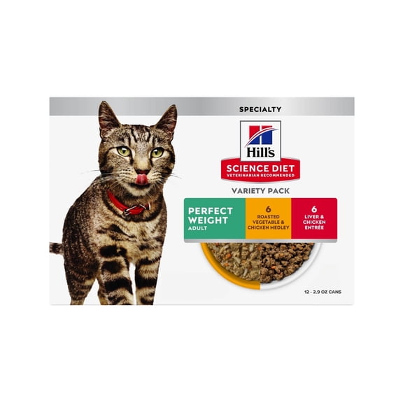 Hill's Science Diet Perfect Weight Wet Cat Food Variety Pack, 2.9oz Can 12pk