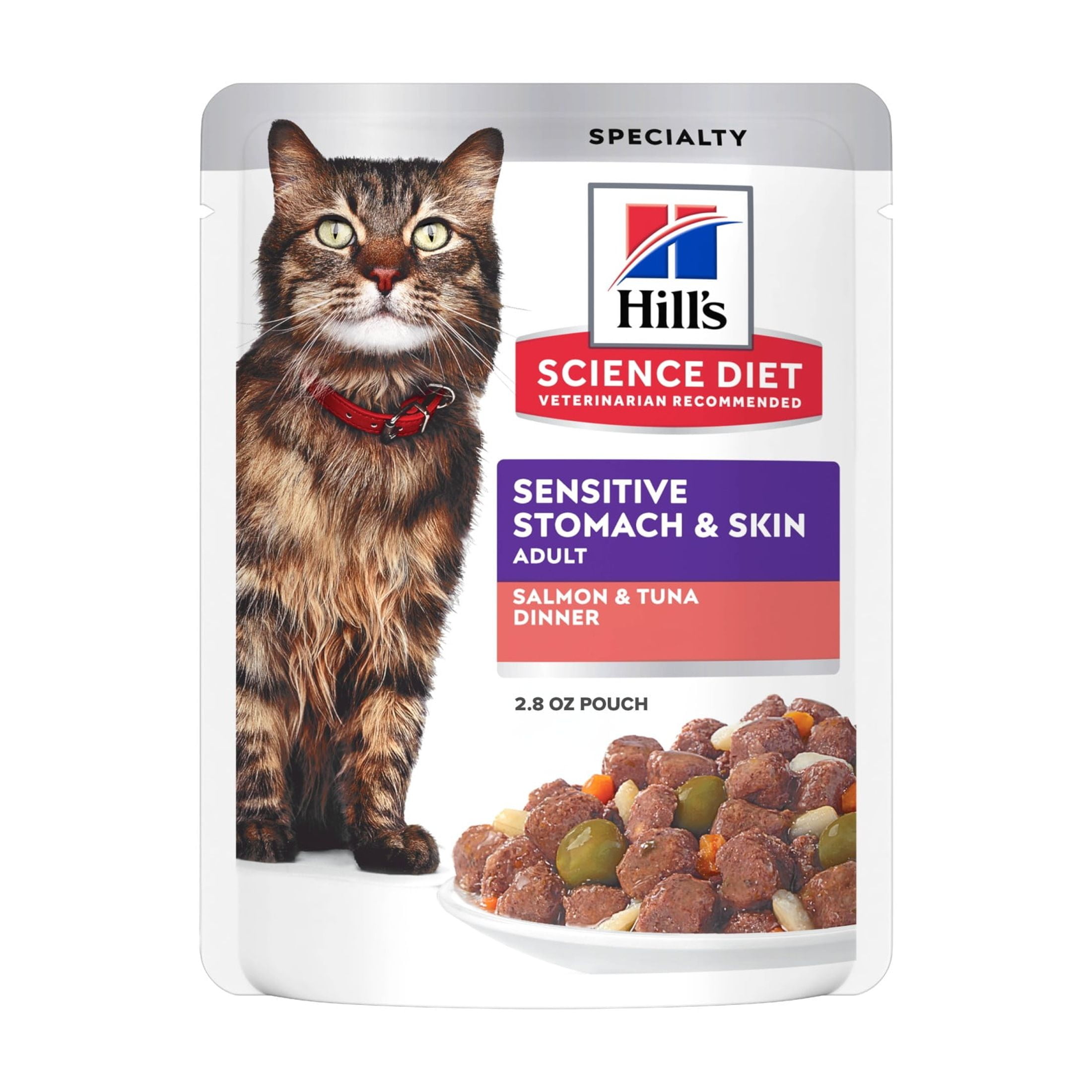 Hill's Science Diet Sensitive Stomach & Skin Salmon & Tuna Wet Cat Food, 2.8oz Pouch 24pk